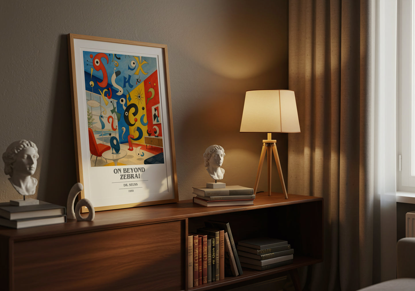 On Beyond Zebra! book cover book poster framed on wall – childrens wall art