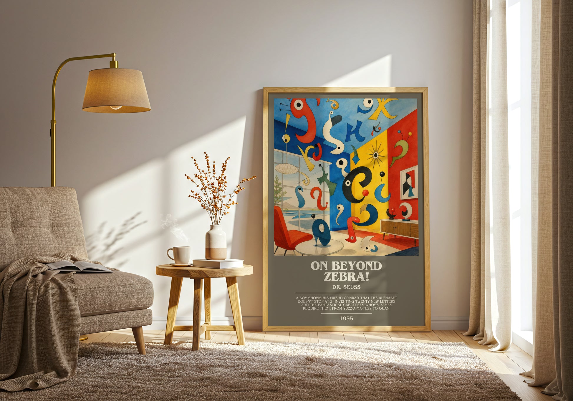 On Beyond Zebra! bookish print on bookshelf – Dr. Seuss fan gift