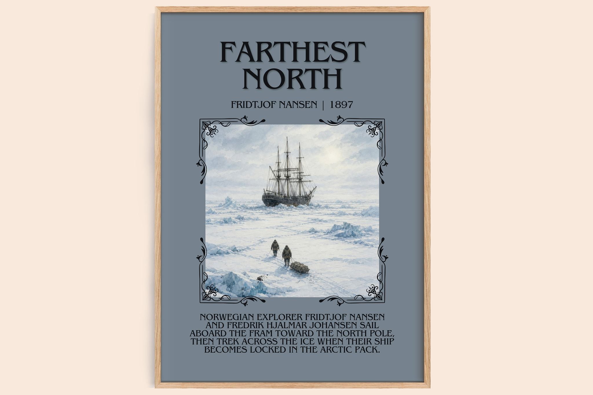 Farthest North Minimalist Book Poster by Fridtjof Nansen