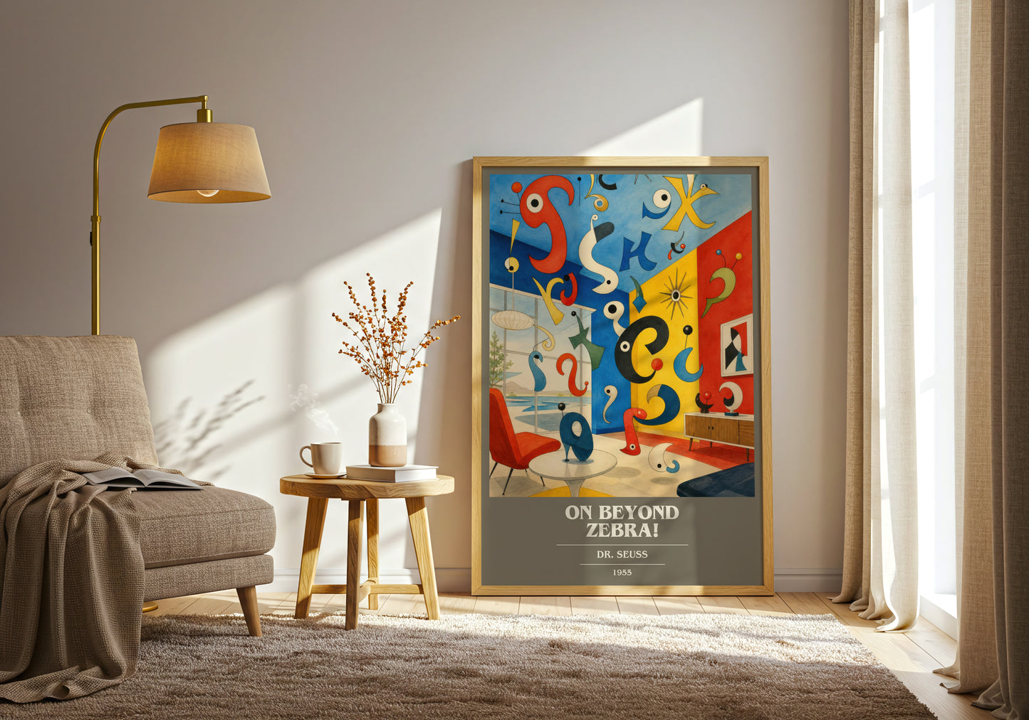 On Beyond Zebra! book cover print on bookshelf – Dr. Seuss fan gift