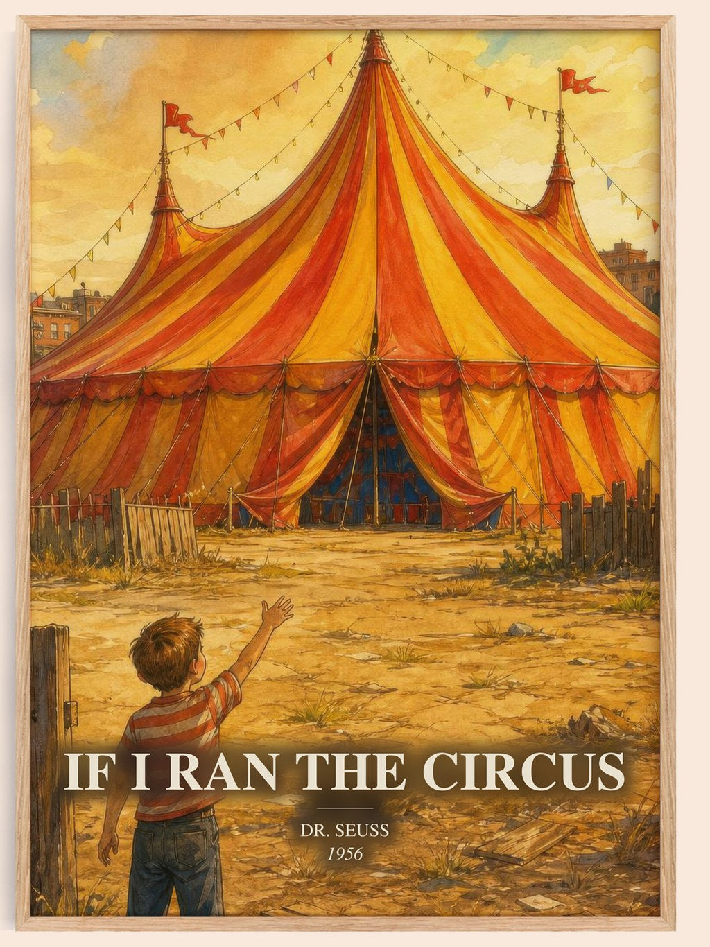 If I Ran The Circus watercolour book poster by Dr. Seuss – framed literary art print