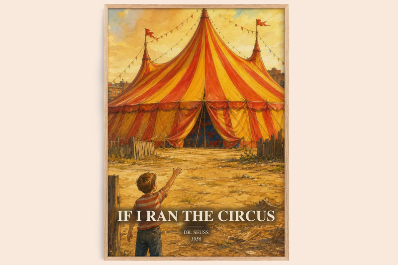 If I Ran The Circus watercolour book poster by Dr. Seuss – framed literary art print