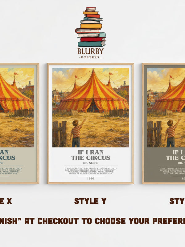 If I Ran The Circus bookish print in frame leaning in hallway – childrens wall art