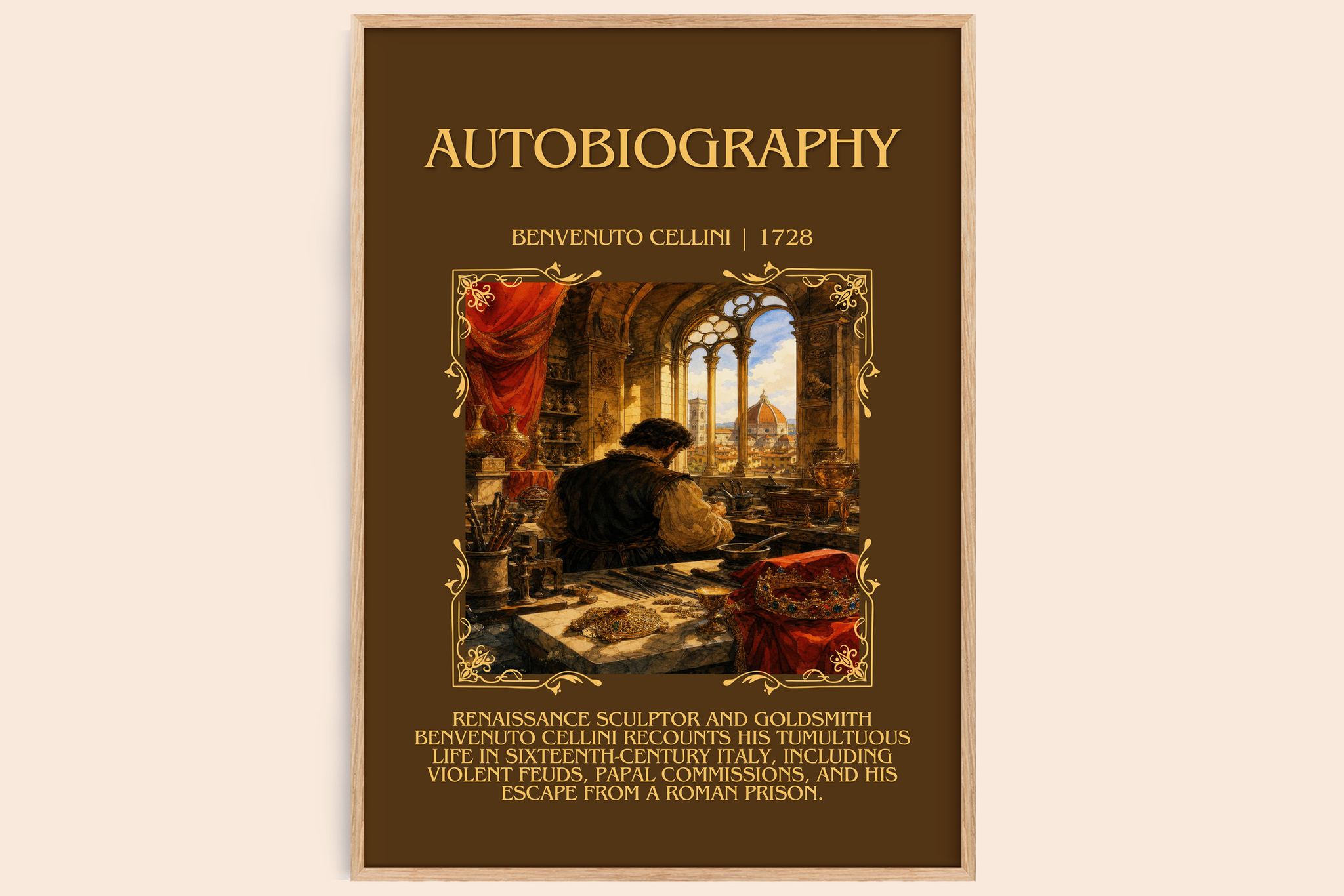 Autobiography Minimalist Book Poster by Benvenuto Cellini