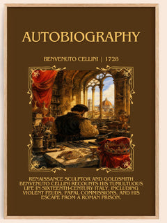 Autobiography Minimalist Book Poster by Benvenuto Cellini – book poster