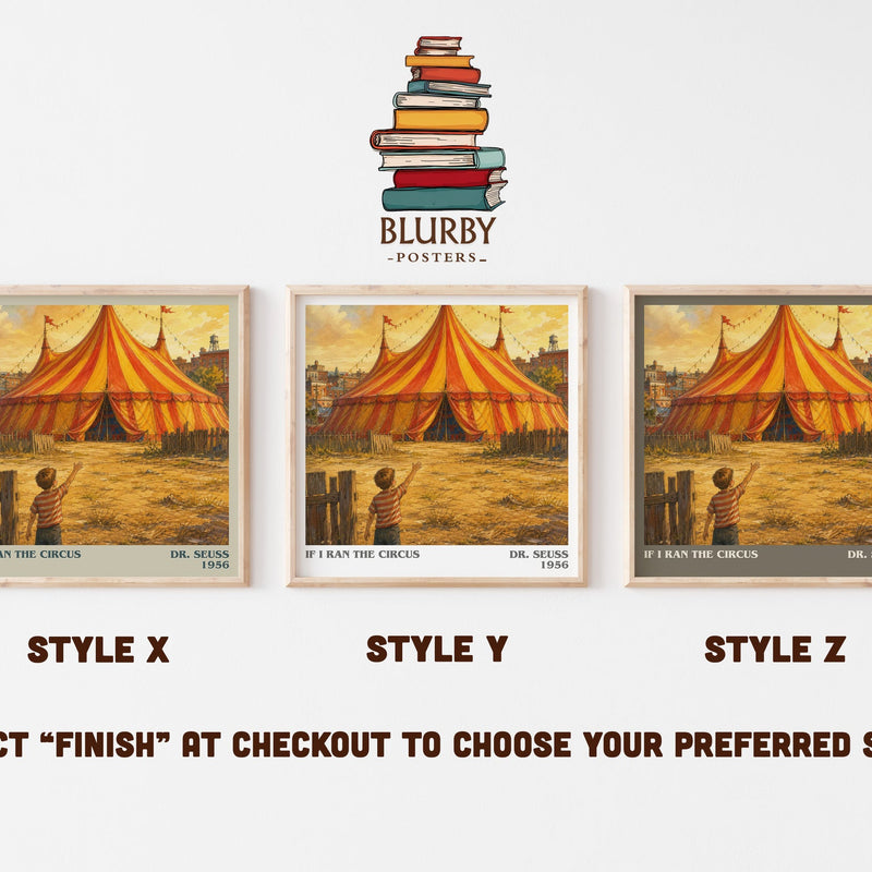 If I Ran The Circus literary print in frame leaning in hallway – childrens wall art