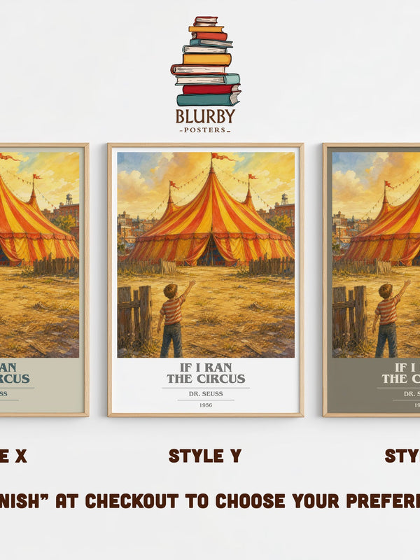 If I Ran The Circus book cover print in frame leaning in hallway – childrens wall art