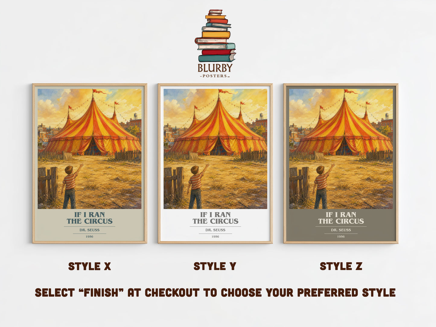 If I Ran The Circus book cover print in frame leaning in hallway – childrens wall art