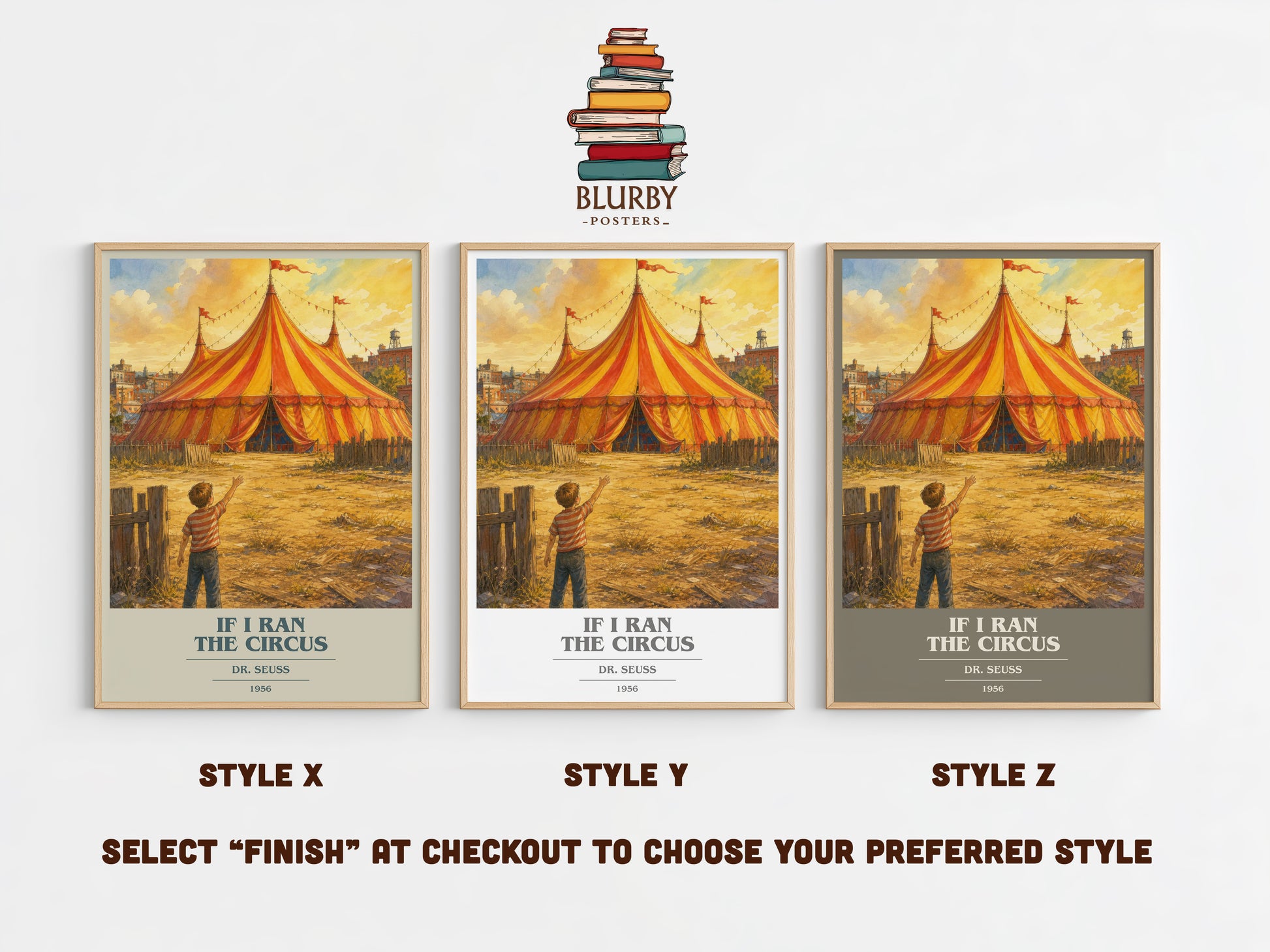 If I Ran The Circus book cover print in frame leaning in hallway – childrens wall art