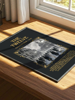 The Twelve Minimalist Book Poster by Alexander Blok – print on a sunlit desk