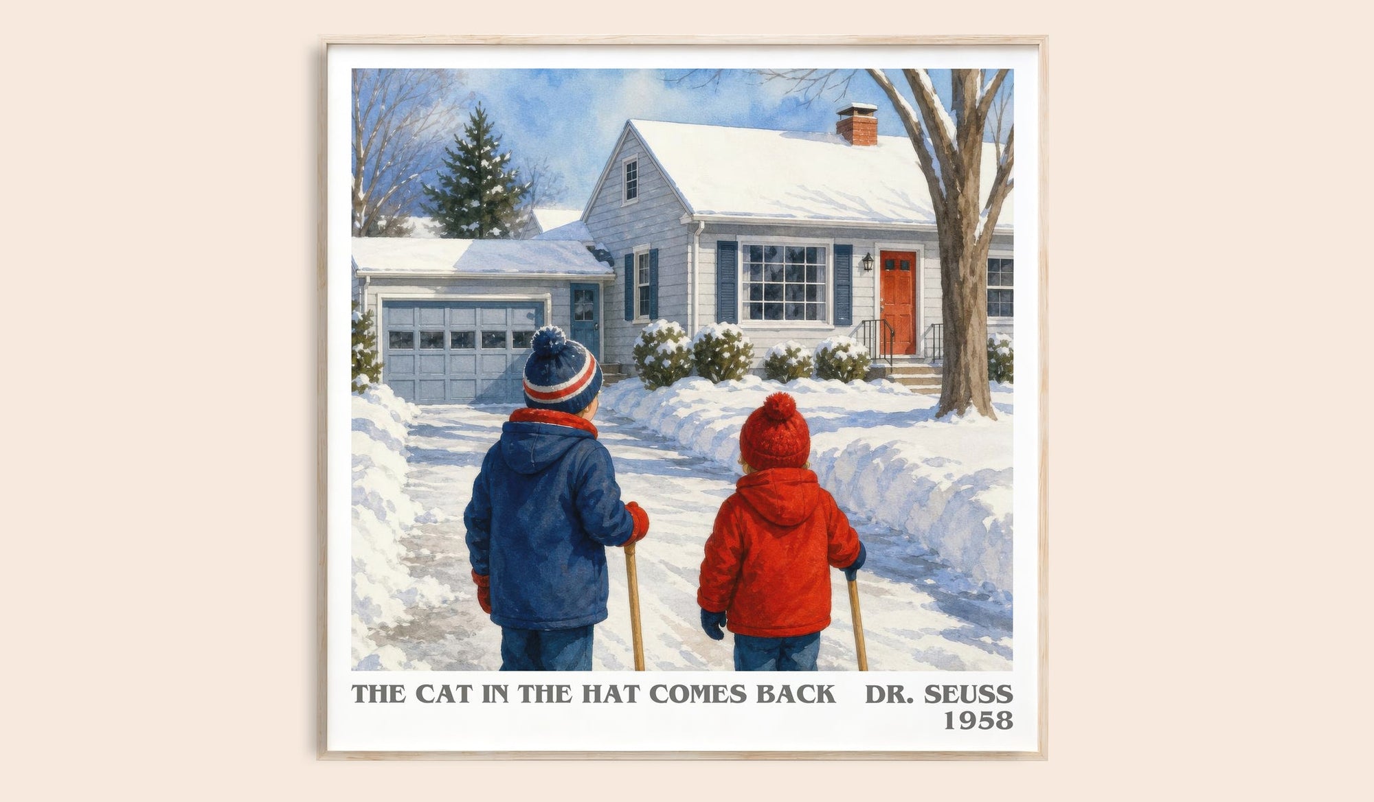 The Cat In The Hat Comes Back literary book poster by Dr. Seuss – framed literary art print