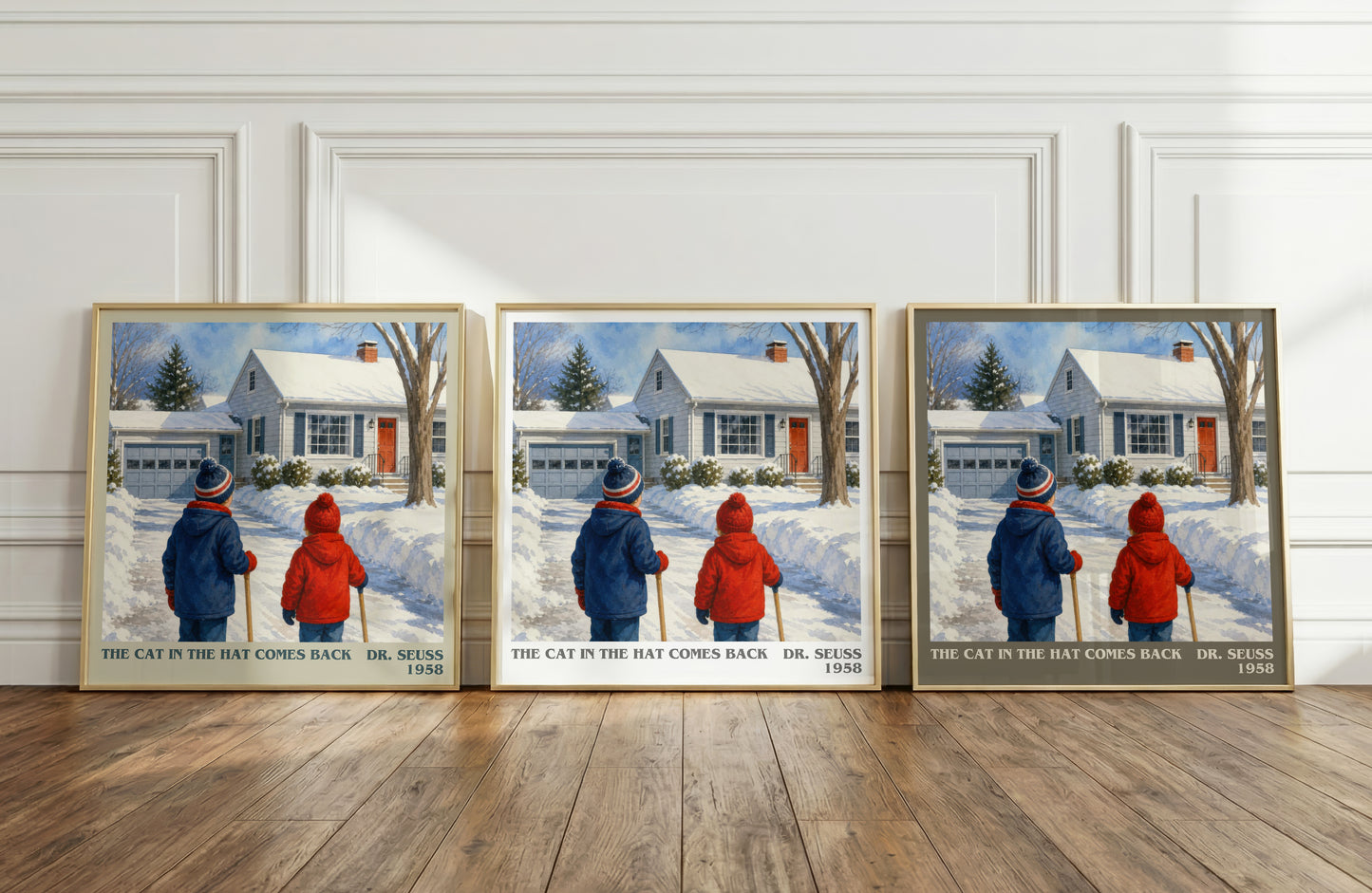 The Cat In The Hat Comes Back literary art print colour and style options – Dr. Seuss book art