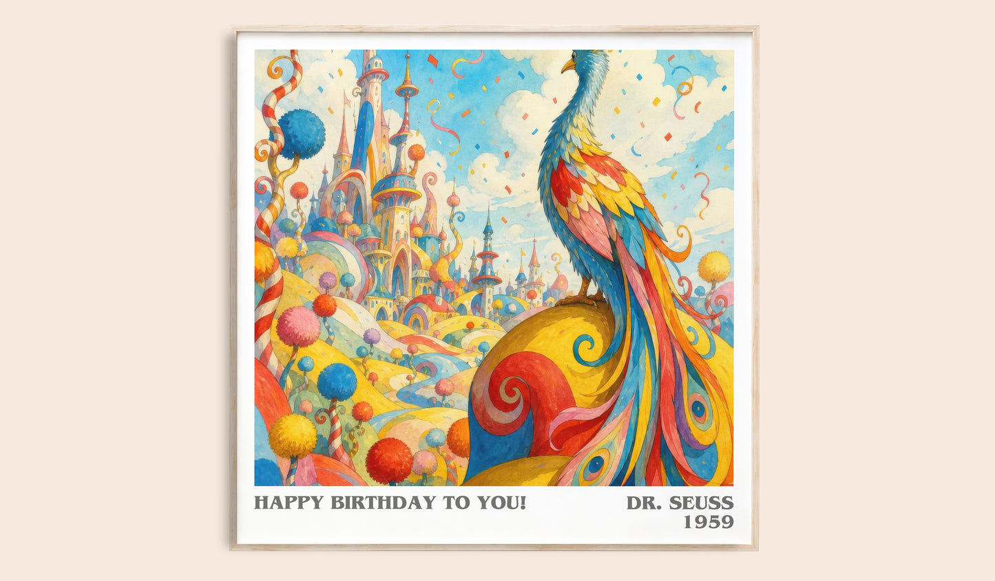 Happy Birthday To You! literary book poster by Dr. Seuss – framed literary art print
