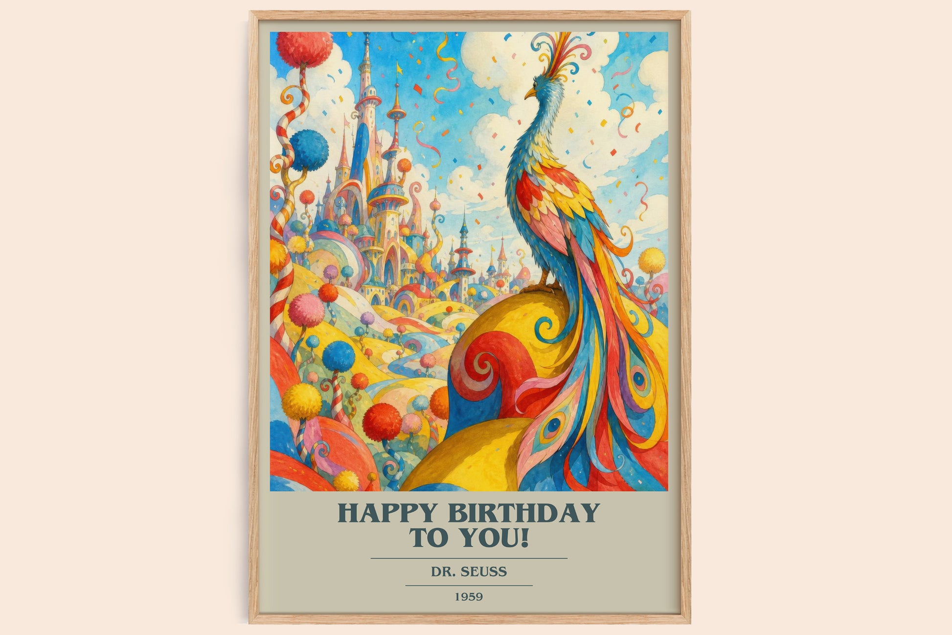 Happy Birthday To You! book cover book poster by Dr. Seuss – framed literary art print