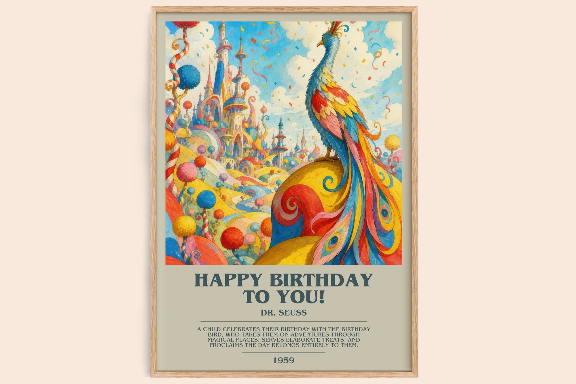 Happy Birthday To You! bookish book poster by Dr. Seuss – framed literary art print