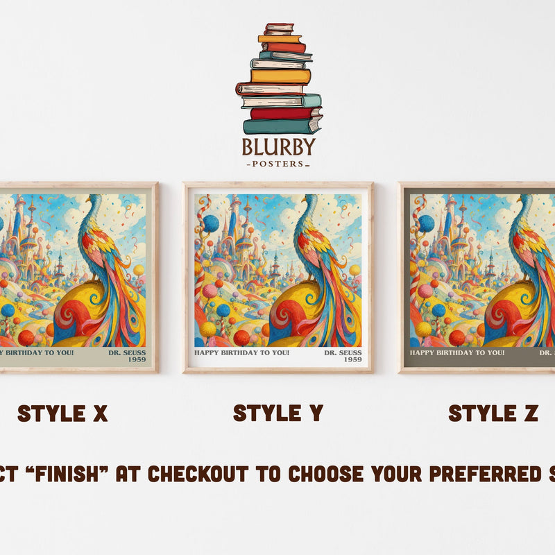 Happy Birthday To You! literary print in frame leaning in hallway – childrens wall art