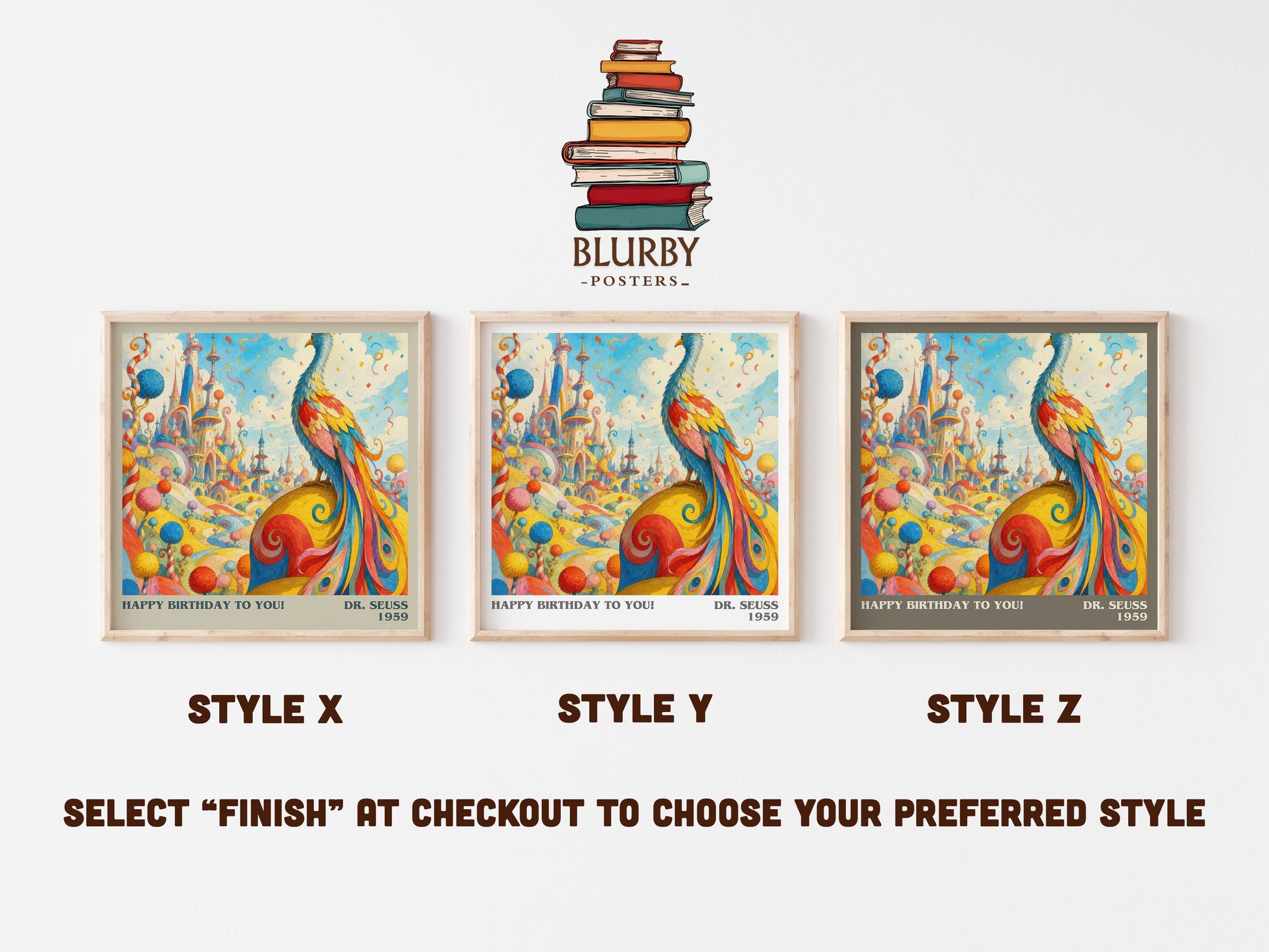 Happy Birthday To You! literary print in frame leaning in hallway – childrens wall art