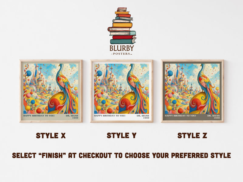 Happy Birthday To You! literary print in frame leaning in hallway – childrens wall art