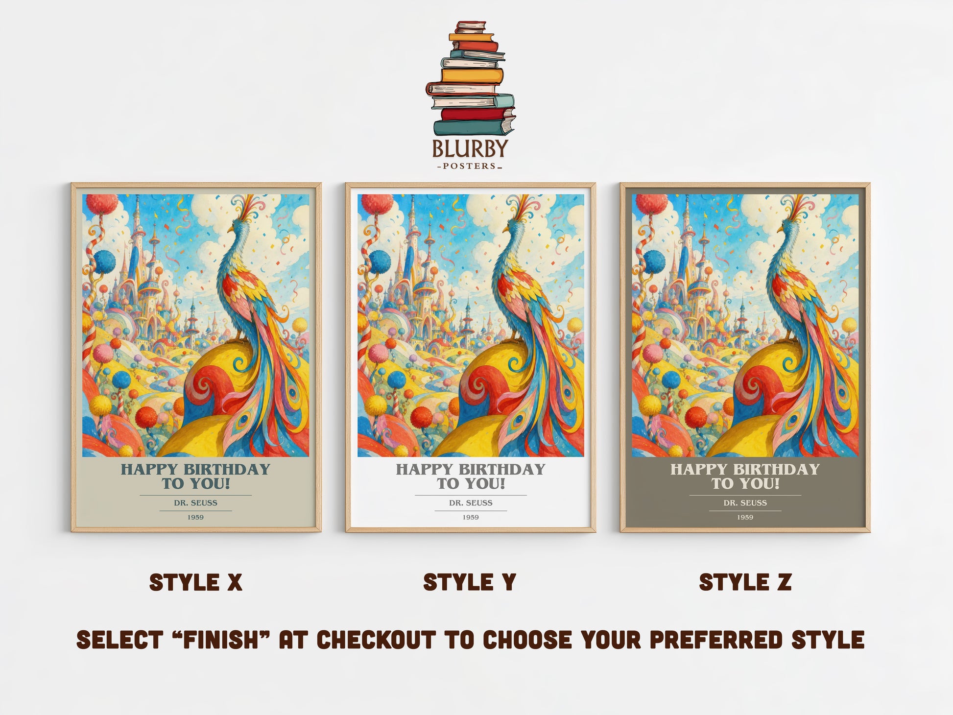 Happy Birthday To You! book cover print in frame leaning in hallway – childrens wall art