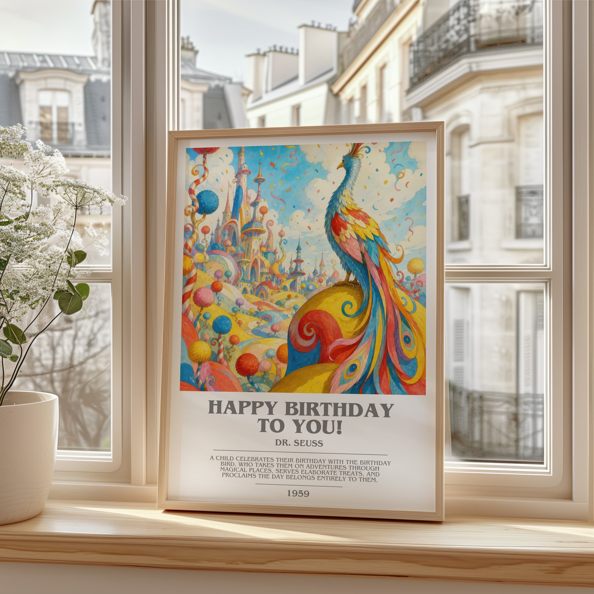 Happy Birthday To You! bookish poster colour and style options – Dr. Seuss book art