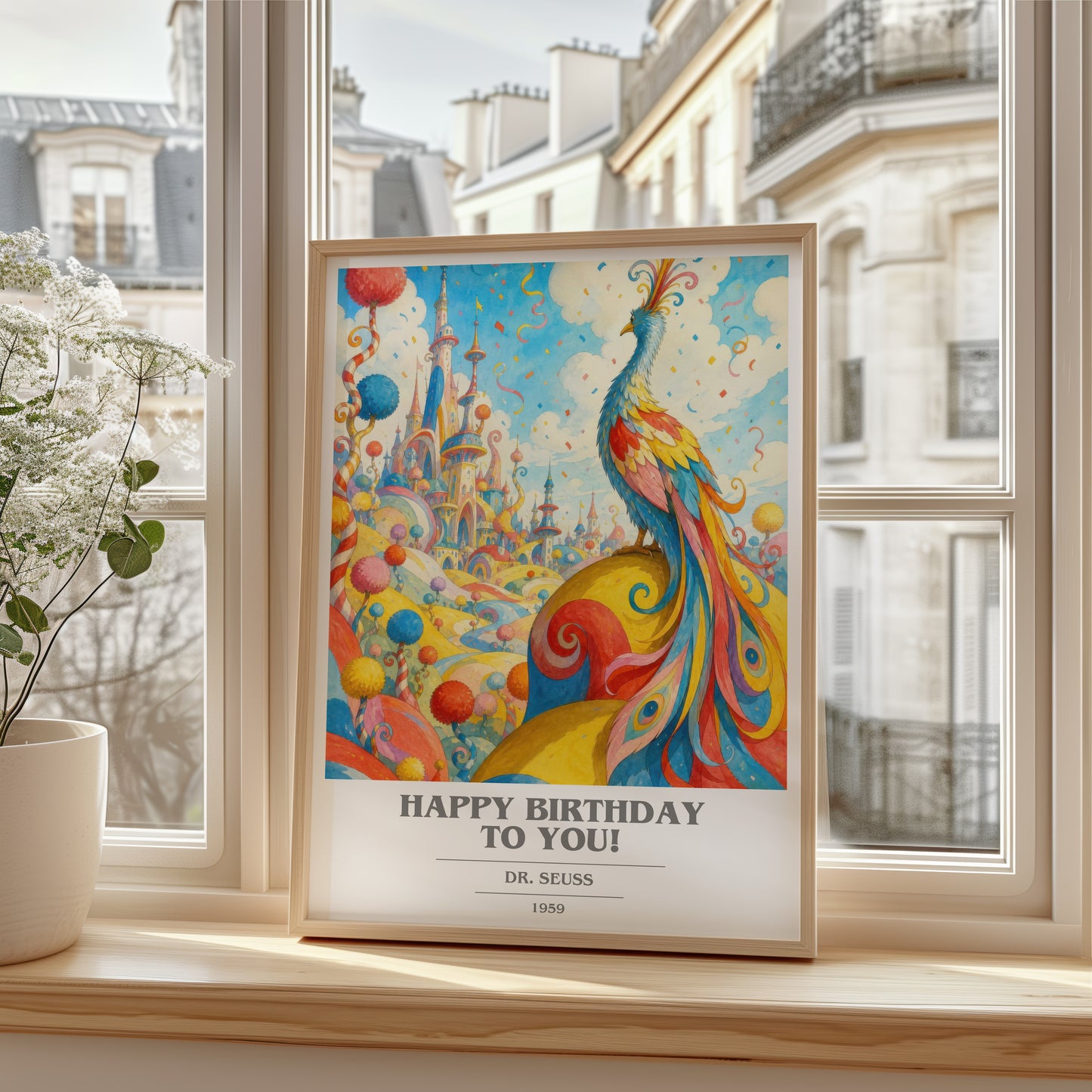 Happy Birthday To You! book cover poster colour and style options – Dr. Seuss book art
