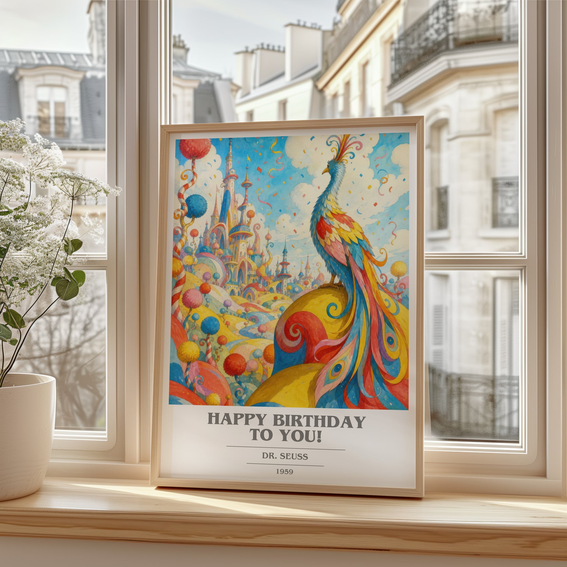 Happy Birthday To You! book cover poster colour and style options – Dr. Seuss book art