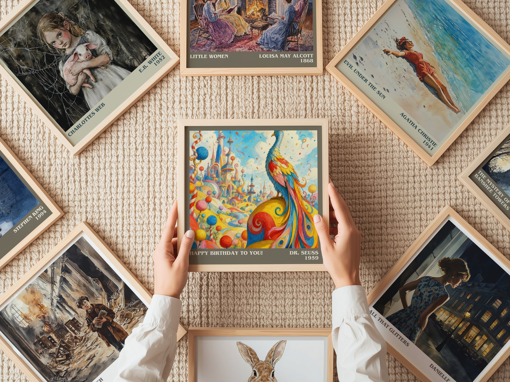Happy Birthday To You! literary book poster framed on wall – childrens wall art