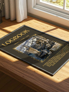 Logbook Minimalist Book Poster by George Seferis – print on a sunlit desk