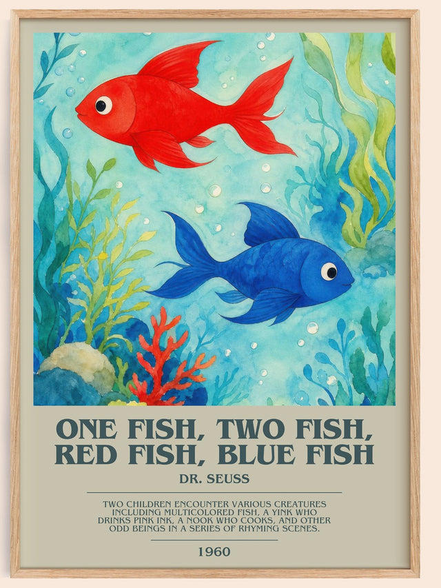 One Fish, Two Fish, Red Fish, Blue Fish Bookish Wall Art by Dr. Seuss