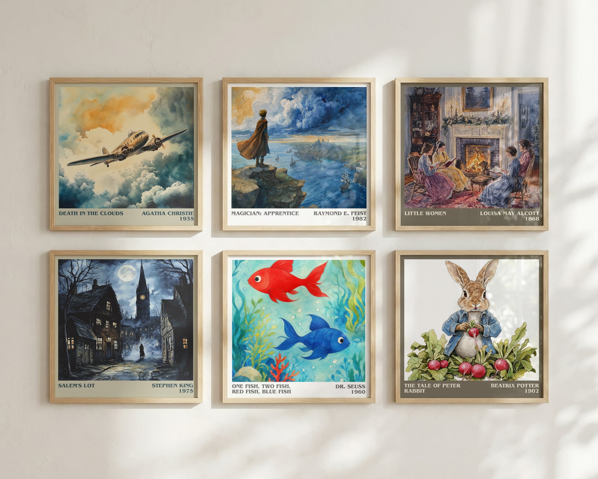 One Fish, Two Fish, Red Fish, Blue Fish literary print framed by window – literary home decor