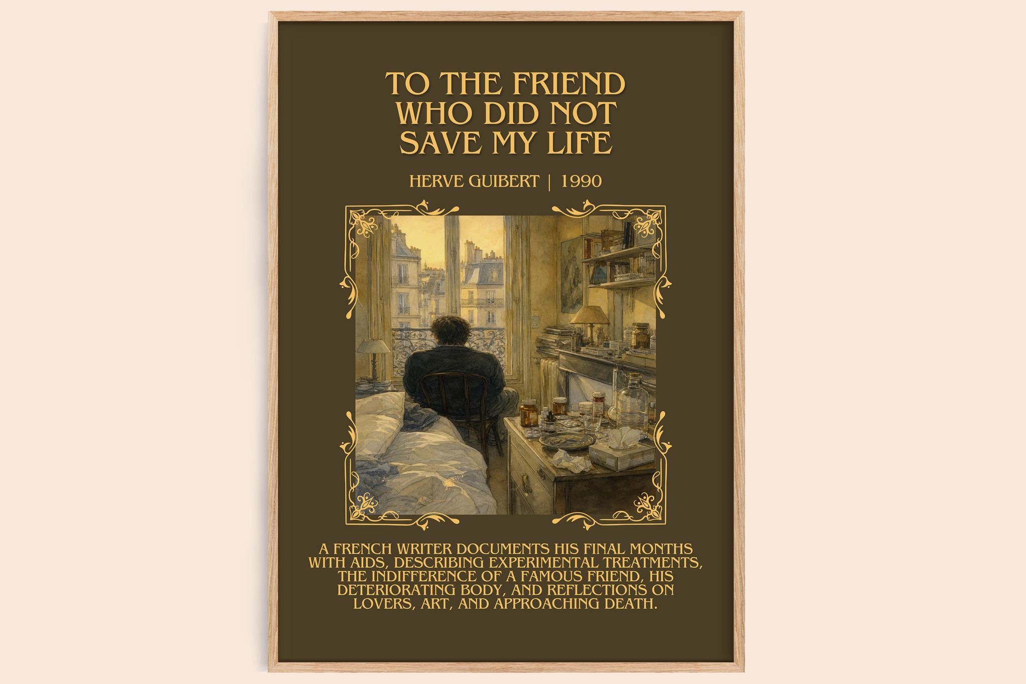 To The Friend Who Did Not Save My Life Minimalist Book Poster by Hervé Guibert
