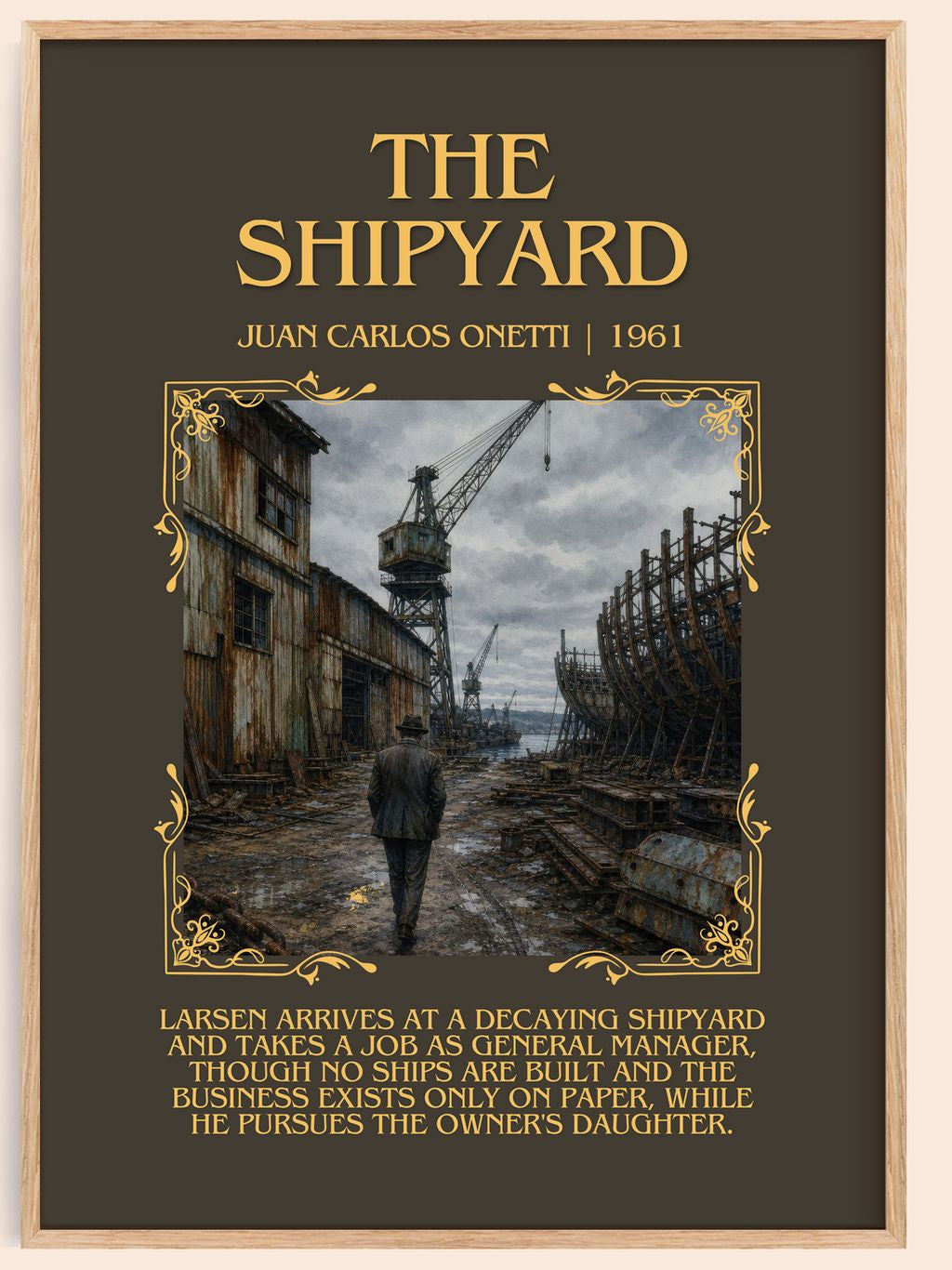The Shipyard Minimalist Book Poster by Juan Carlos Onetti – book poster