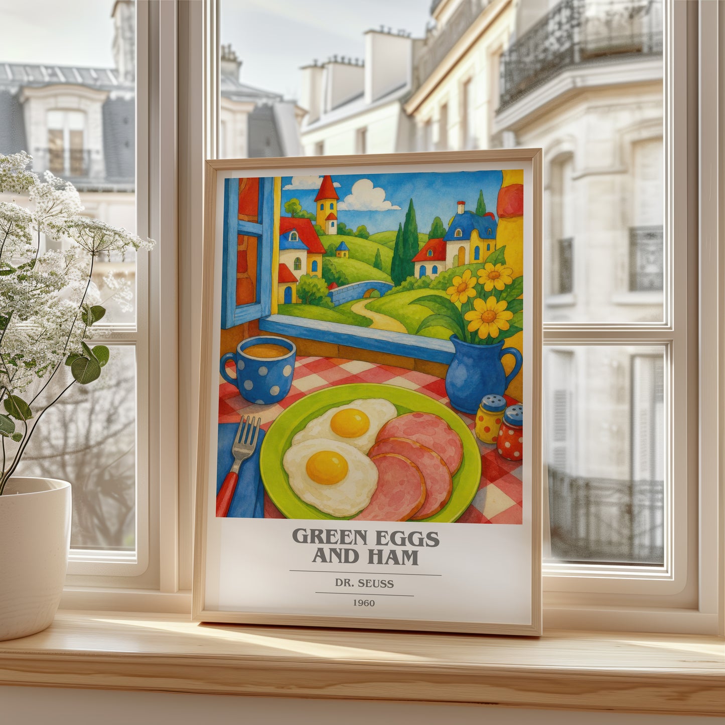 Green Eggs And Ham book cover poster colour and style options – Dr. Seuss book art