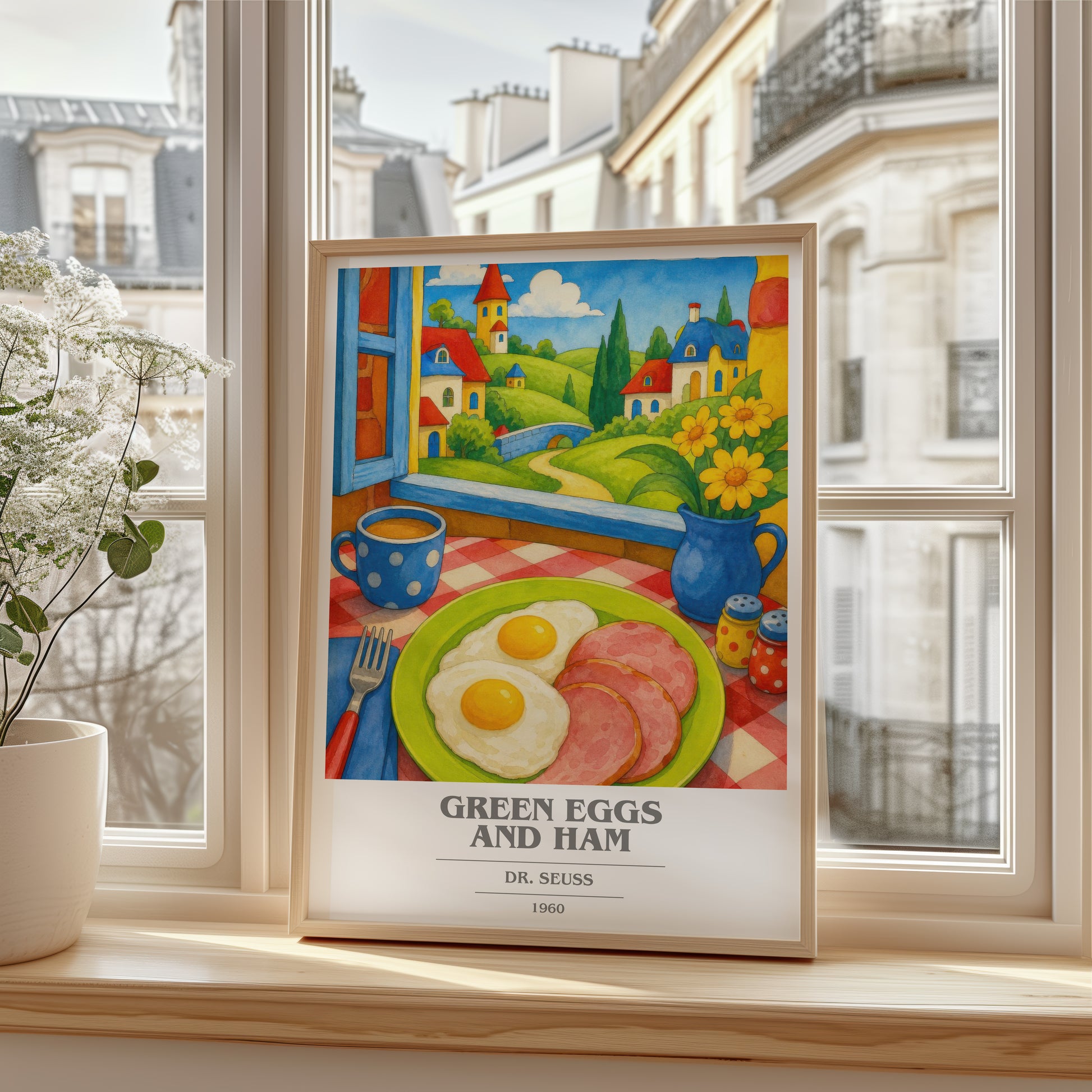 Green Eggs And Ham book cover poster colour and style options – Dr. Seuss book art