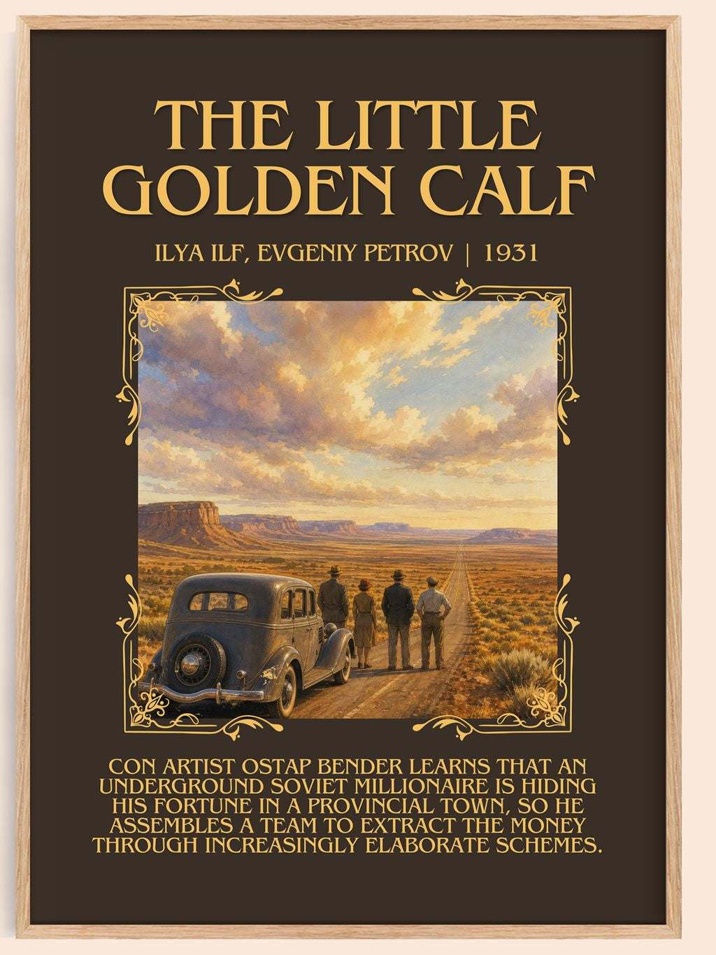 Little Golden Calf Minimalist Book Poster by Ilya Ilf, Evgeniy Petrov – book poster
