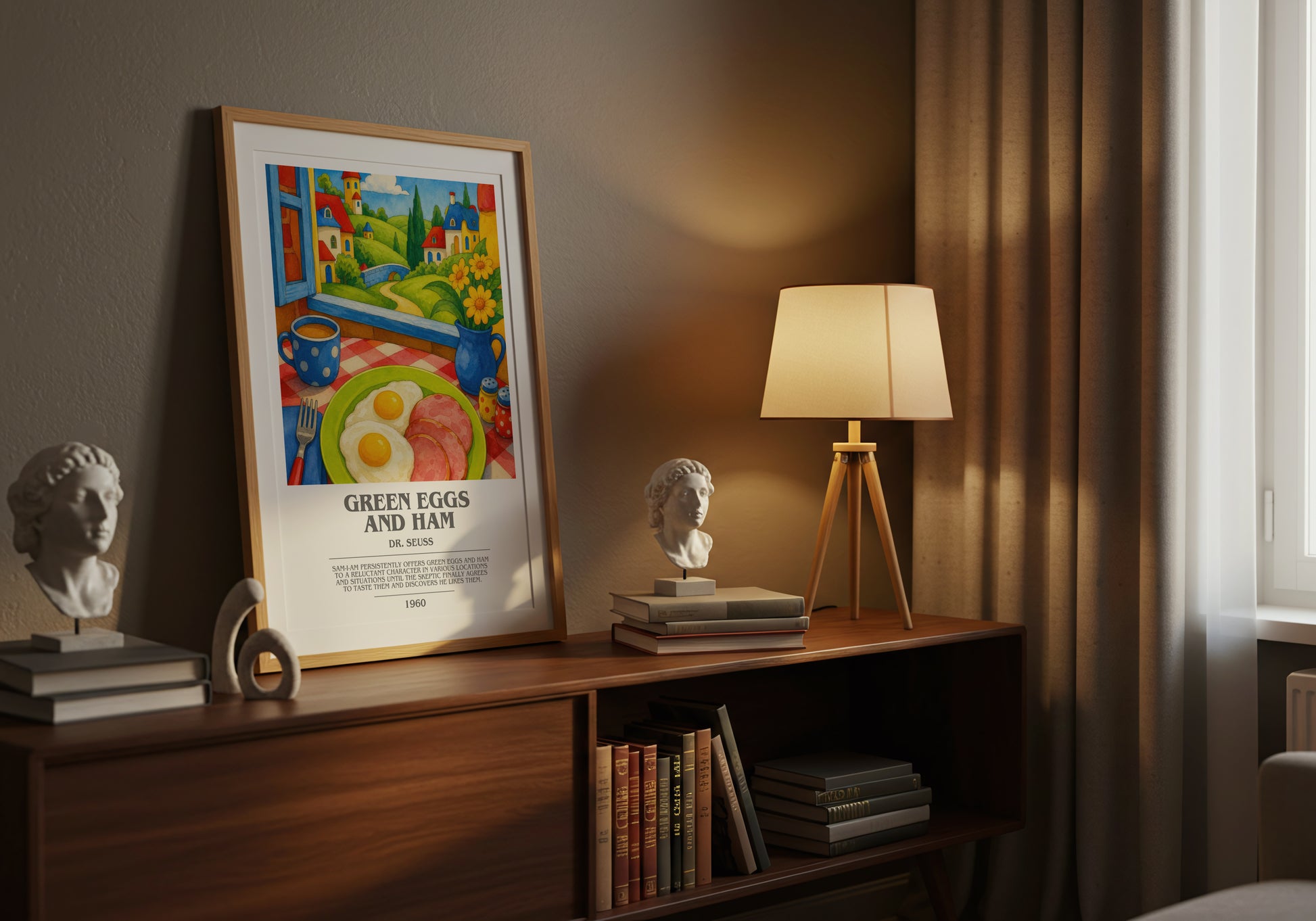 Green Eggs And Ham bookish book poster framed on wall – childrens wall art