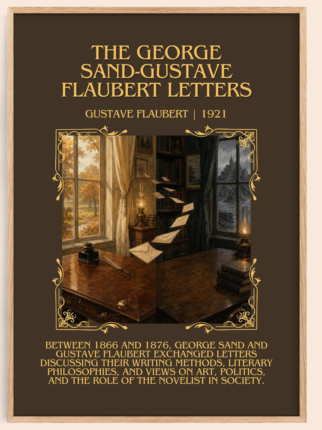 The George Sand-Gustave Flaubert Letters Minimalist Book Poster by Gustave Flaubert – book poster