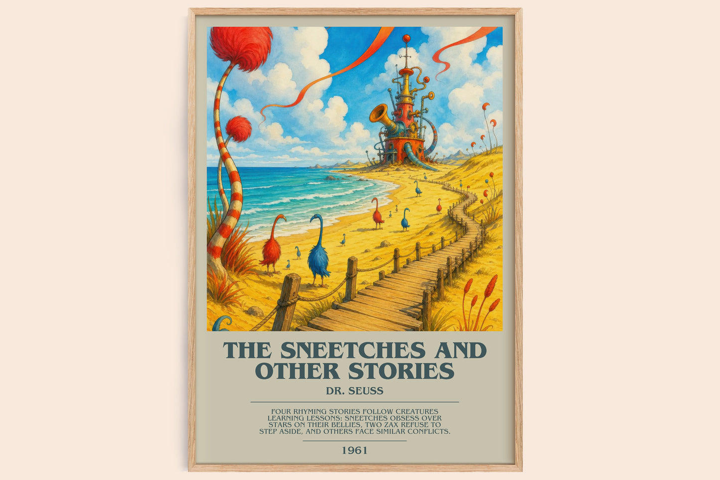 The Sneetches And Other Stories bookish book poster by Dr. Seuss – framed literary art print