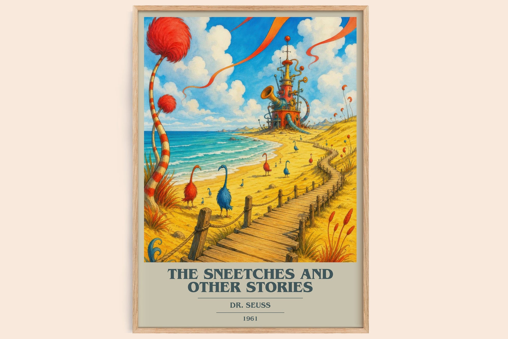 The Sneetches And Other Stories book cover book poster by Dr. Seuss – framed literary art print