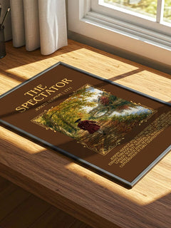 The Spectator Minimalist Book Poster by Joseph Addison – print on a sunlit desk