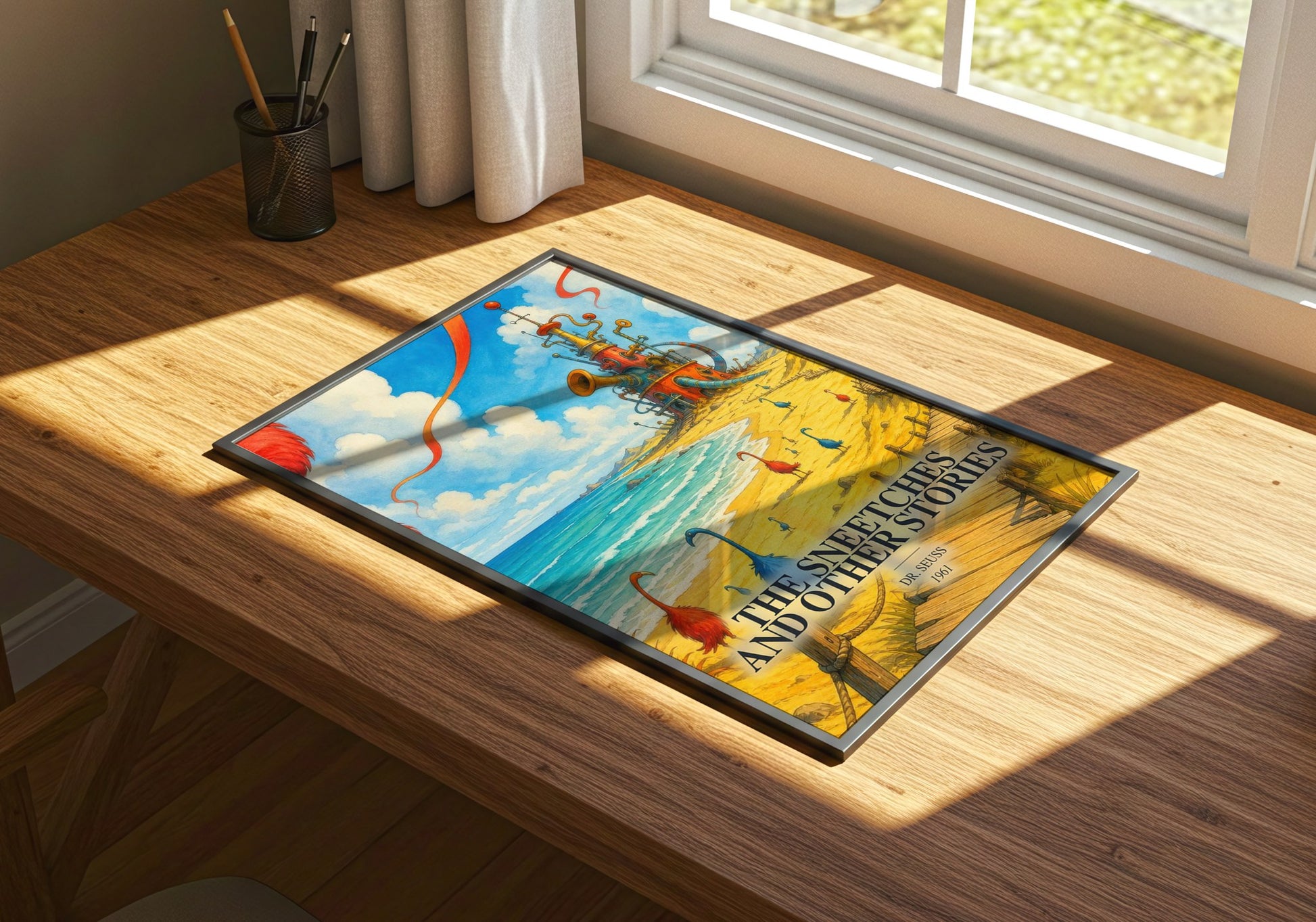 The Sneetches And Other Stories watercolour book poster framed on wall – childrens wall art