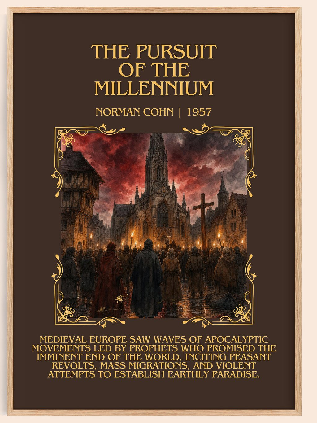 The Pursuit of the Millennium Minimalist Book Poster by Norman Cohn – book poster
