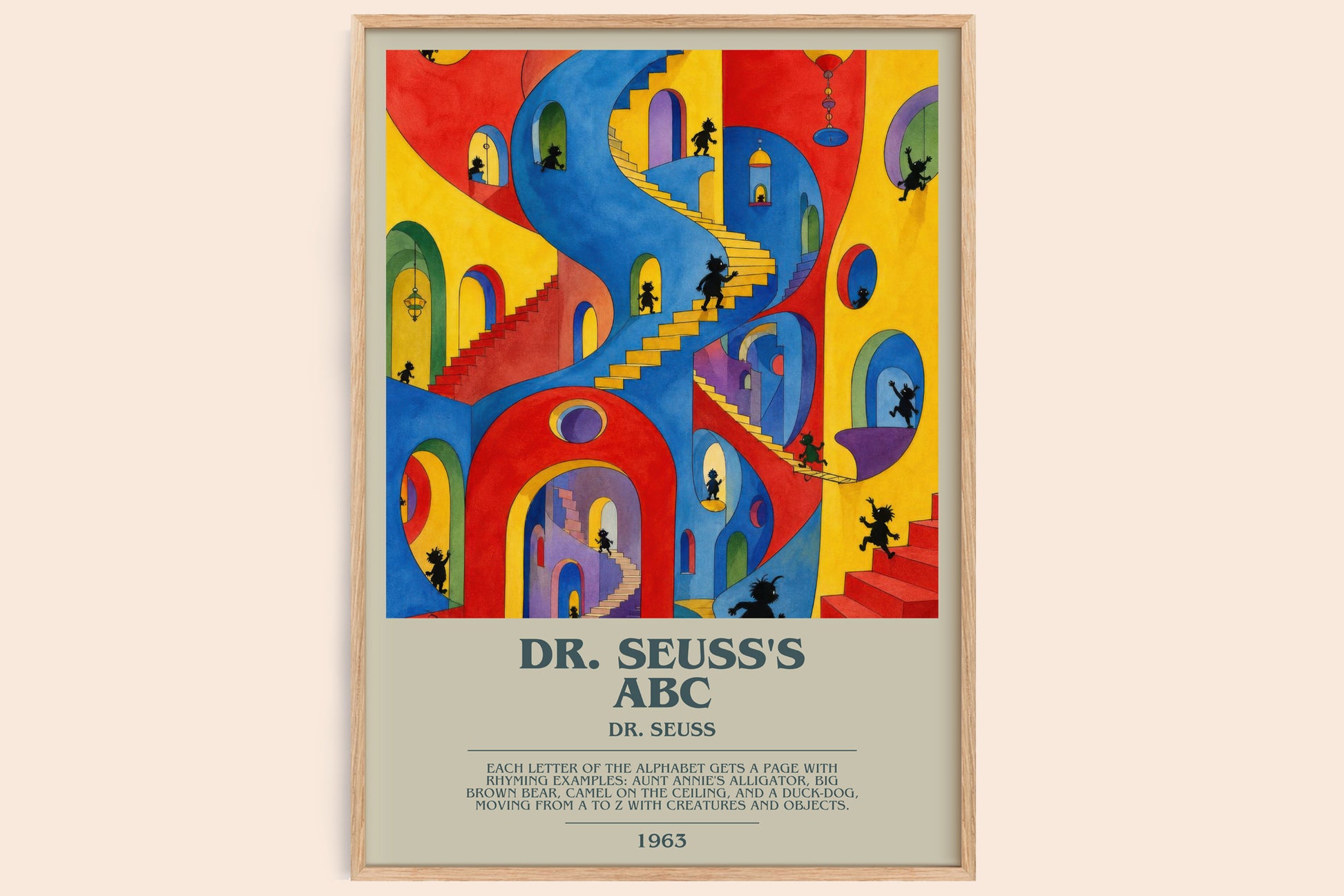Dr. Seuss'S Abc bookish book poster by Dr. Seuss – framed literary art print