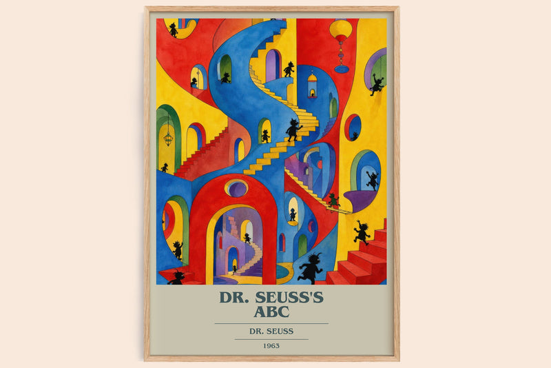 Dr. Seuss'S Abc book cover book poster by Dr. Seuss – framed literary art print
