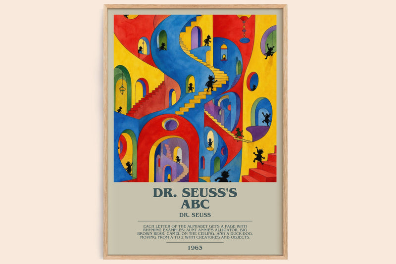 Dr. Seuss'S Abc bookish book poster by Dr. Seuss – framed literary art print