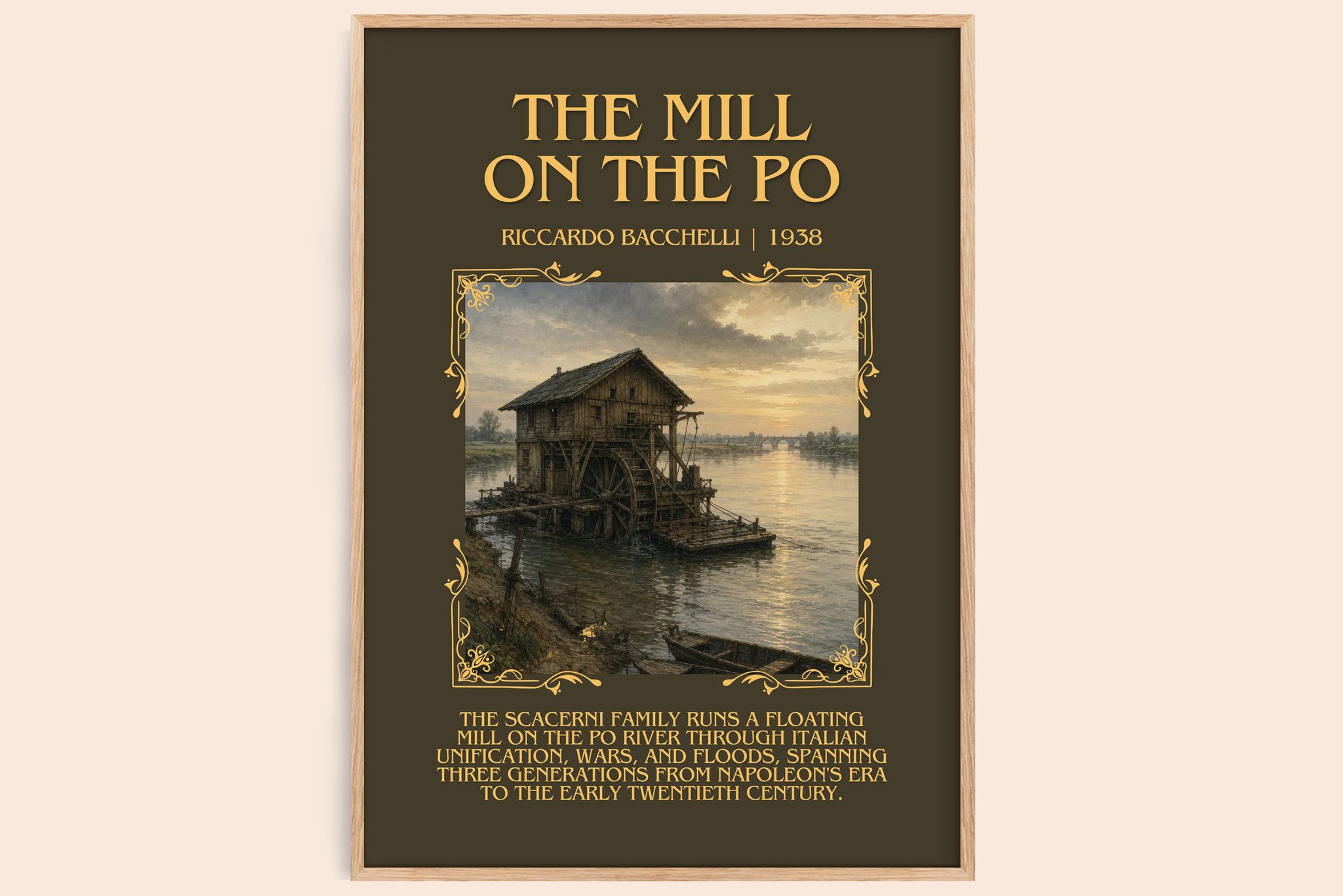 The Mill On The Po Minimalist Book Poster by Riccardo Bacchelli