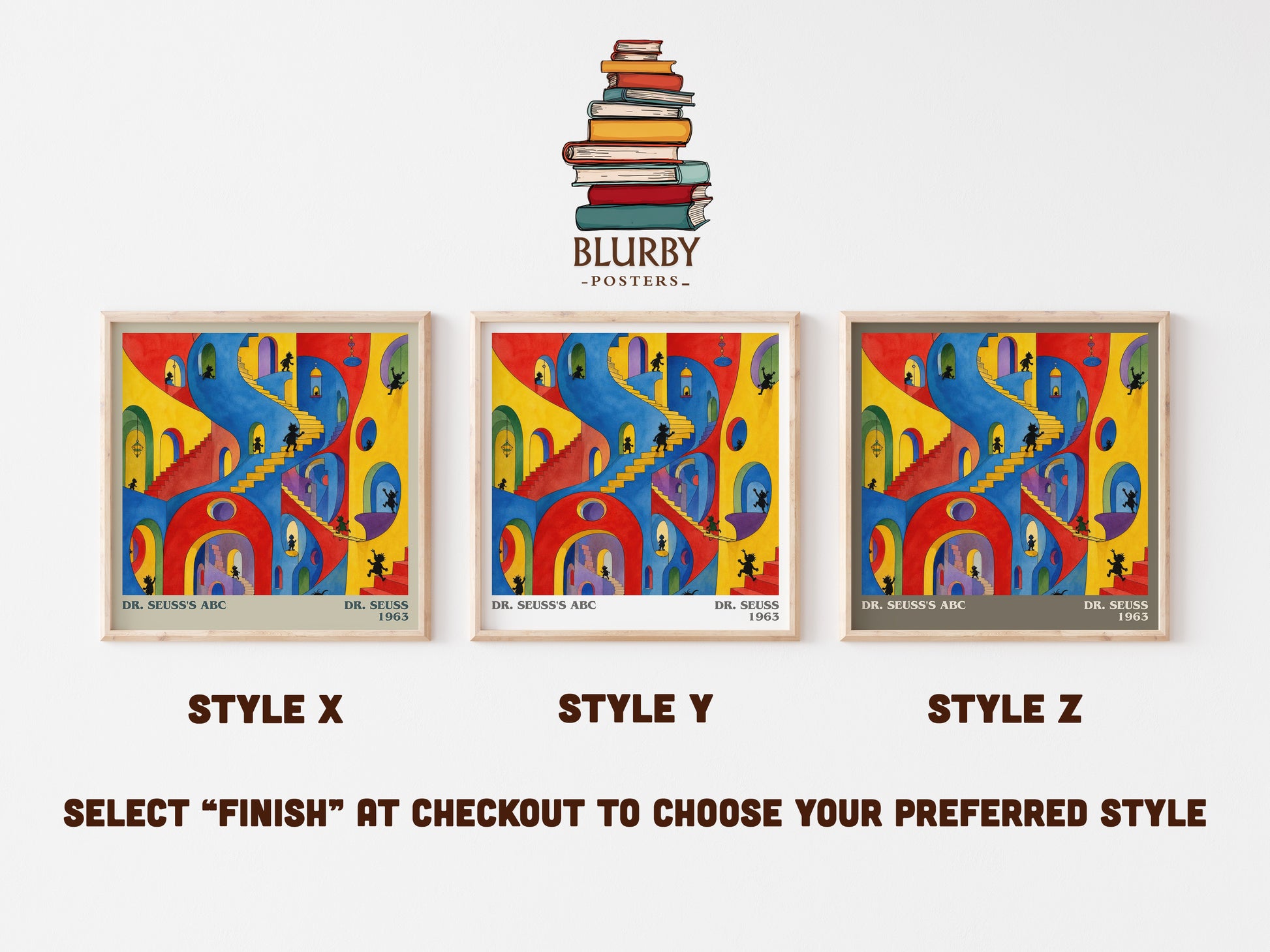 Dr. Seuss'S Abc literary print in frame leaning in hallway – childrens wall art