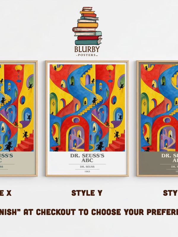 Dr. Seuss'S Abc book cover print in frame leaning in hallway – childrens wall art