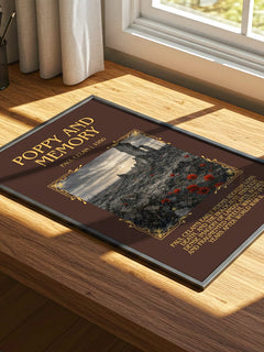 Poppy And Memory Minimalist Book Poster by Paul Celan – print on a sunlit desk