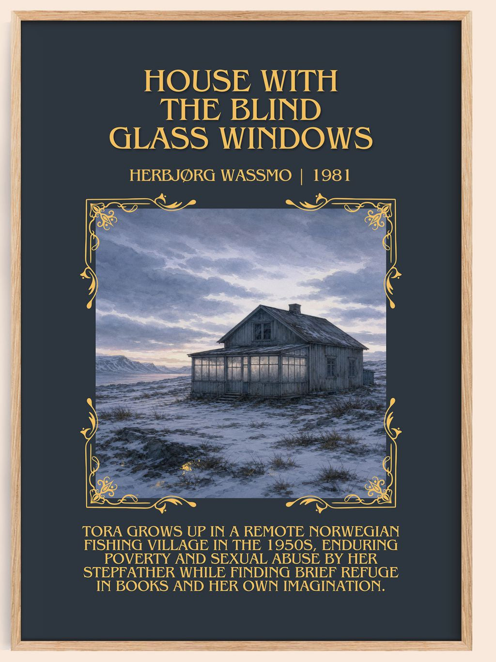 House with the Blind Glass Windows Minimalist Book Poster by H. Wassmo – book poster